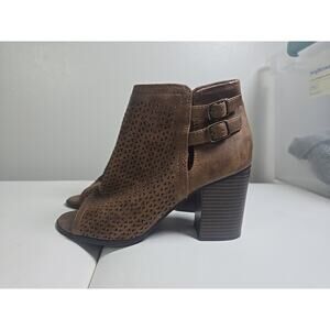 Soda Chunky Booties Open Toe Faux Suede Womens 7 Boho Indie Fall Chic